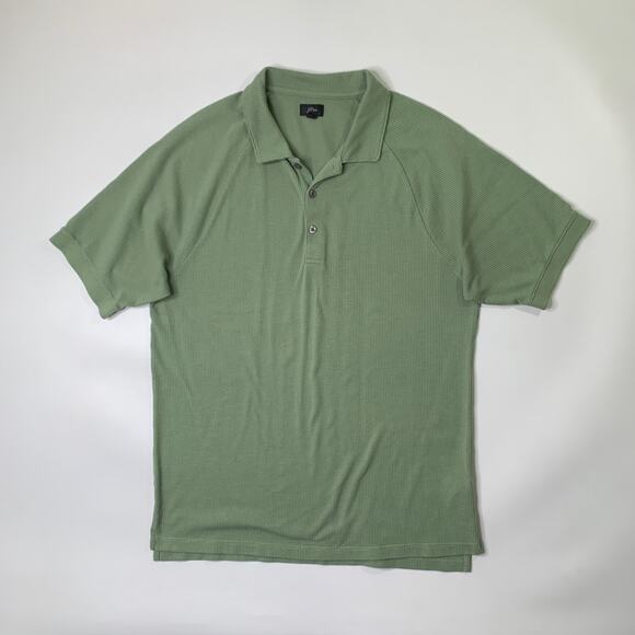 J Crew Shirt Mens Large Old Green Coolmax Tech Polo Lightweight Textured Cotton - Picture 2 of 10